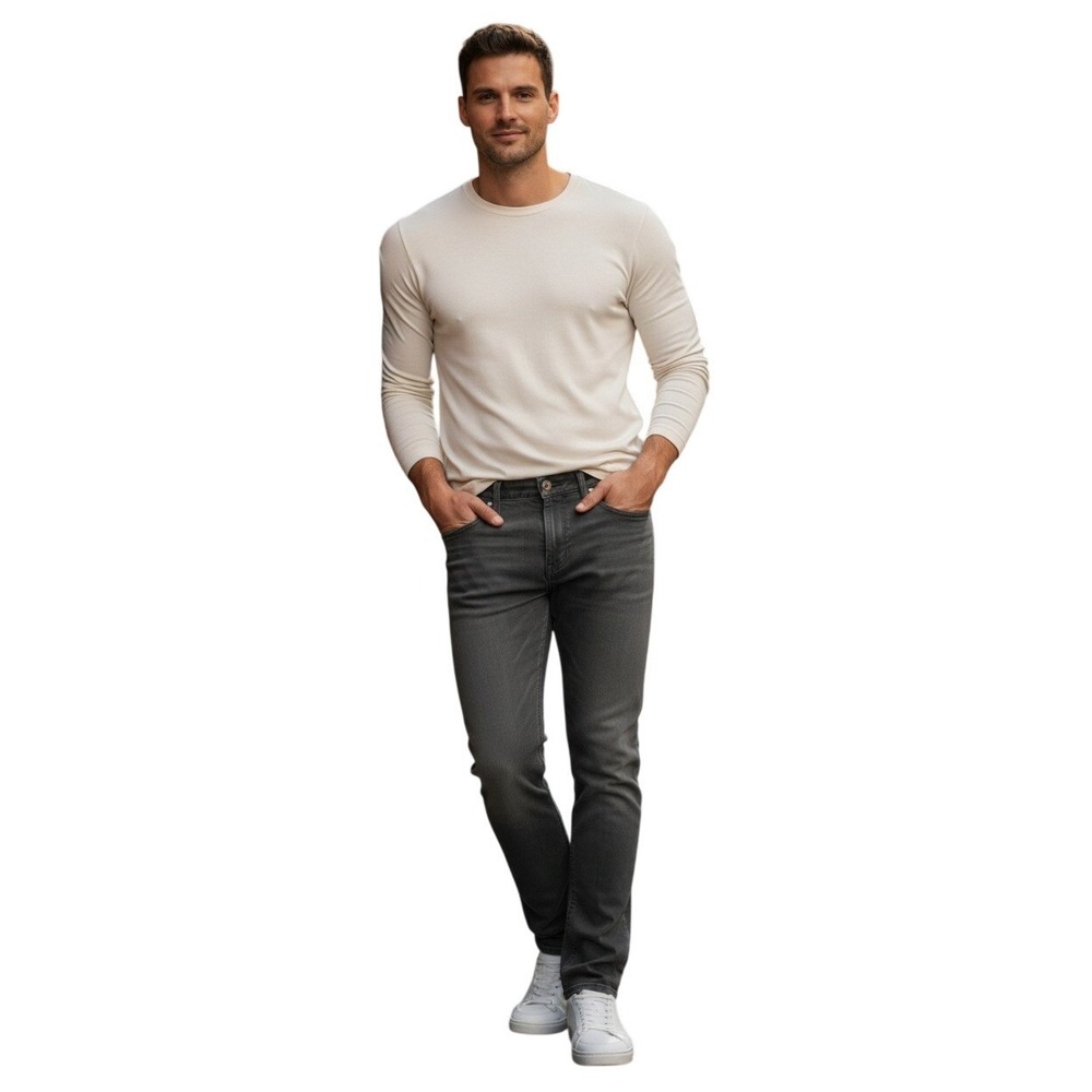 Mens Gray Straight Leg Denim‎ Jeans Size 34x30